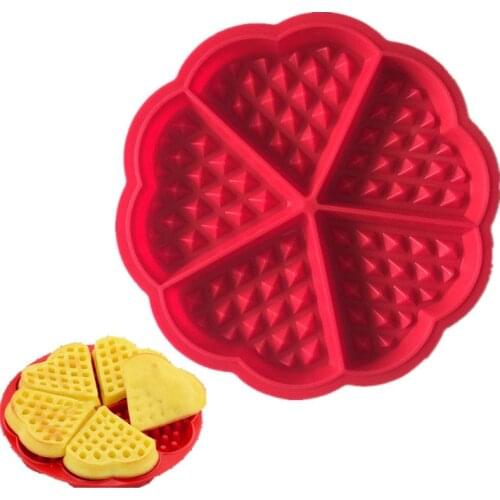 Heart Shape Waffle Mold 5 Cavity Silicone Oven Pan Baking DIY Cookie Cake Muffin Cooking Tools Kitchen Accessories Supplies