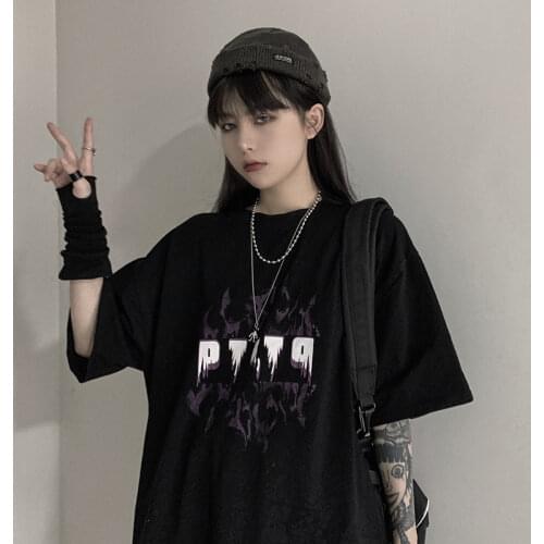 Summer Gothic Clothing Sexy Female Loose Women T-Shirt Punk Dark Grunge Streetwear Ladies Dropshipping Harajuku Clothes
