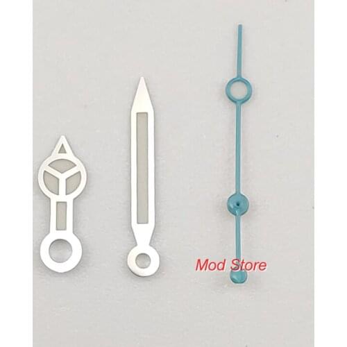 HQ Silver Blue/Green Watch Hands For Miyota8215/8205 DG2813 SUB Style Watch Mod Parts Blue Luminous