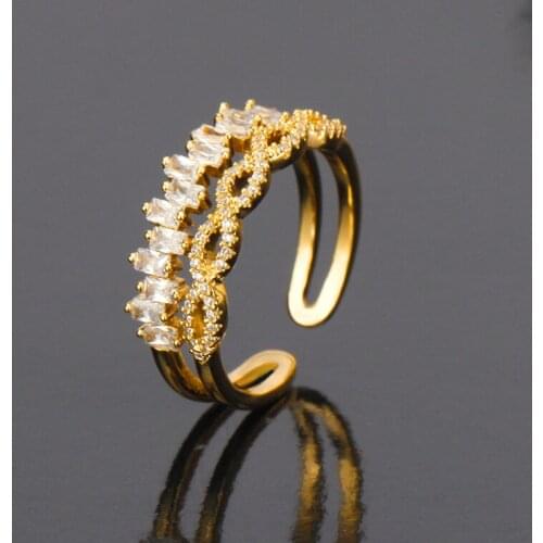 Bride Talk Trendy Open Rings Full Cubic Zircon Crystal Luxury Dubai Wedding Party Jewelry Adjustable Ring For Women High Quality