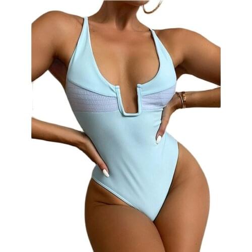 5 Colors U Wired Push Up Swimwear One Piece Swimsuit Ruched Monokini Bikini Set Women Bathing Suit 2021 Beachwear Sexy Biquini