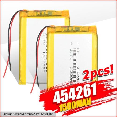 454261 3.7v 1500mAh li-ion Lipo cells Lithium Li-Po Polymer Rechargeable Battery For Bluetooth speaker GPS PDA portable DVR