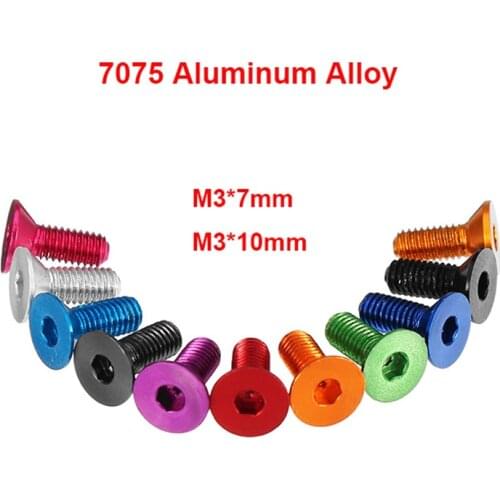 M3 Anodized Aluminum Hex Socket Countersunk Flat Head Screws Allen Bolts DIN 7991 Length 7mm / 10mm Available in 11 colors
