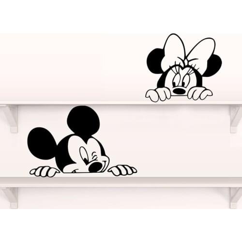 Cartoon Disney Mickey Minnie Vinyl Wall Stickers For Baby Kids Bedroom Home Decor Accessories Wall Decal Mural Art Diy Wallpaper