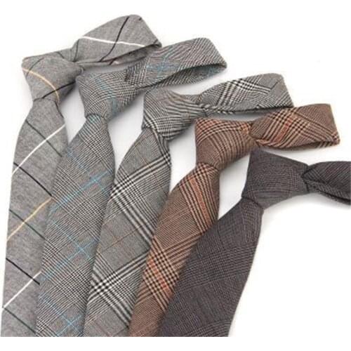 6cm business tie for men plaid necktie cotton neck tie skinny grey neckties suit mens neckwear