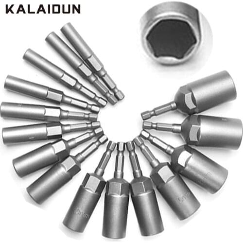 KALAIDUN 9/10/14/15Pcs Hex Shank Socket Set Metric 5.5-19MM Deep Long Impact Socket Bolt Nut Drill Bits For Power Driver Tools