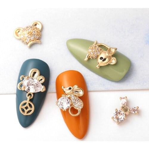 New 3D alloy retro Japanese nail charm nail art manicure top quality zircon crystal manicure zircon diamond charms