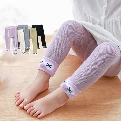 0 to 2 Years Autumn Winter Baby Girl Leggings Thick Fleece Lining Warm Leggings For Toddlers Double Needle Infants Baby Pants