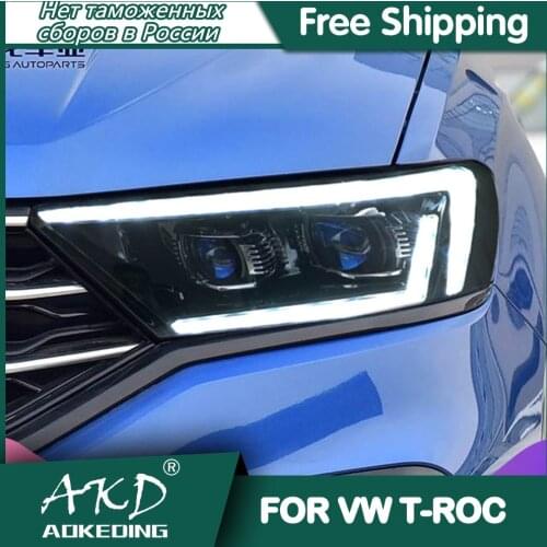 Headlights For Car VW T-ROC 2018-2020 TROC T ROC Day Run Light DRL Head Lamp LED Bi Xenon Bulb Fog Lights Tuning Car Accessory