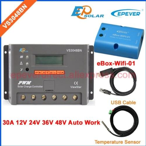 LCD display EPEVER Solar regulator PWM EP solar Battery Charger Controller VS3048BN 24V/48V/36V battery charger Wifi eBOX