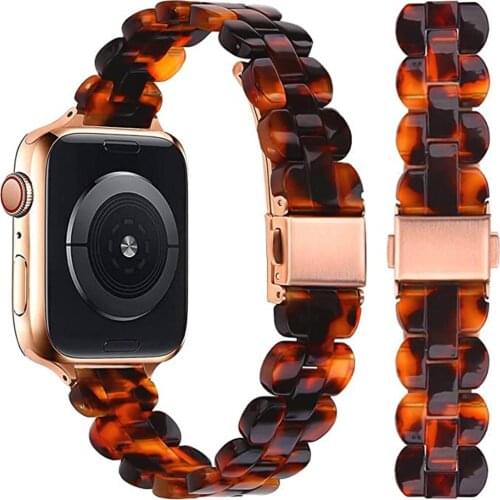 Resin Watchband for Apple Watch 6 SE Band 40mm 44mm Slim Transparent Bracelet for iWatch Series 6 5 4 3 38mm 42mm Strap Women