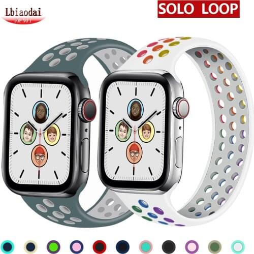 Silicone Solo Loop strap For Apple Watch Band 44mm 40mm 38mm 42mm Breathable Elastic Belt bracelet band iWatch Serie 3 4 5 SE 6