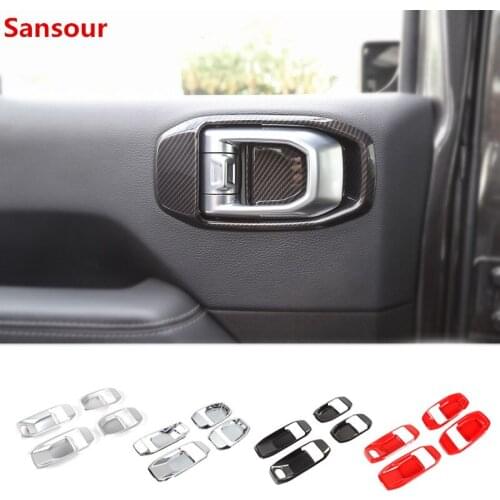 Sansour Car Inner Door Handle Bowl Decoration Cover Stickers for Jeep Wrangler JL 2018+ Accessories for Jeep Gladiator JT 2018