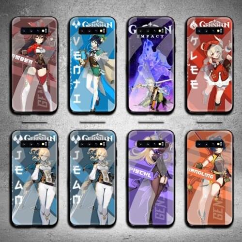 Video game Genshin Impact Phone Case Tempered Glass For Samsung S20 Plus S7 S8 S9 S10 Plus Note 8 9 10 Plus