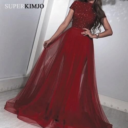 SuperKimJo Burgundy Evening Dresses 2019 High Neck Beaded Detachable Skirt Evening Gown Arabic Vestido De Festa Longo