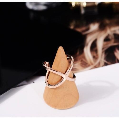 YUN RUO New Arrival INS X Shape Cross Ring Rose Gold Color Fashion Titanium Steel Jewelry Wedding Birthday Gift Woman Never Fade