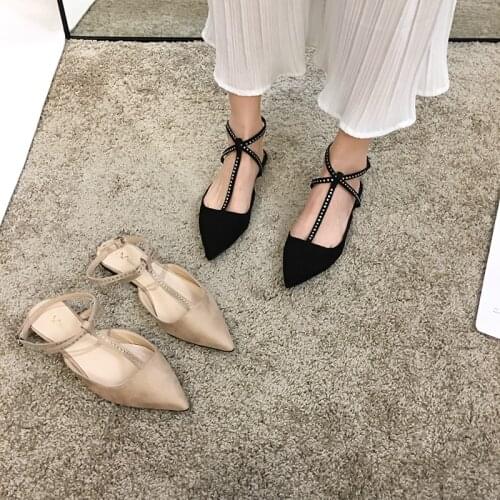 Womens shoes sandals 2020 new spring fashion temperament flash diamond flat pointed slippers