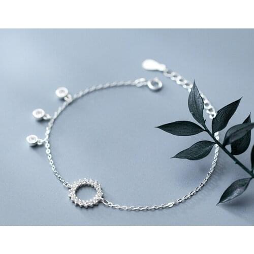 MIQIAO 925 Sterling Silver Womens Bracelets Anklet Ornament Fashion Diamond Zircon Chain On Leg Silver Hollow Ring Charm Gift