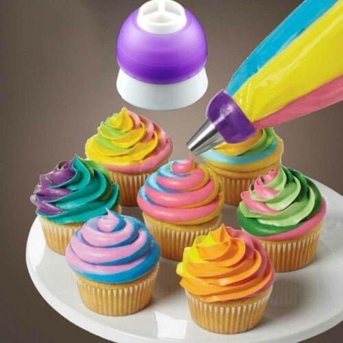 1PC 3 Holes Cake Converter Mix 3 Colors Icing Piping Nozzle Converter Decoration