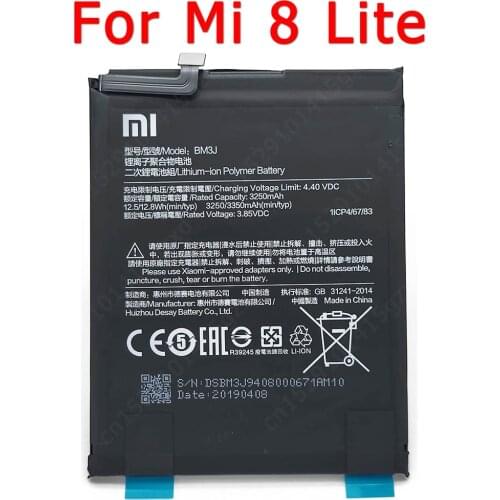 100% Original For Xiaomi Mi 8 Lite Mi8 Battery BM3J Batteries Cellphone Built-in Li-ion Bateria Replacement Repair Spare Parts