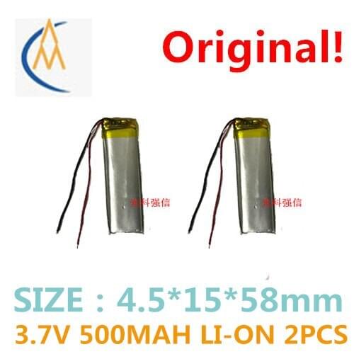 2PCS li-ion battery 3.7 V 451558 500 mah MP4 bluetooth stereo 3 d glasses article LED lights the navi