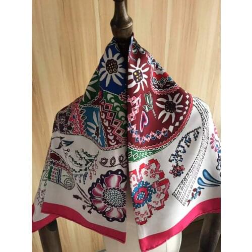 2021 new arrival winter spring classic horse 100% real silk scarf twill hand made roll 90*90 cm shawl wrap for women lady