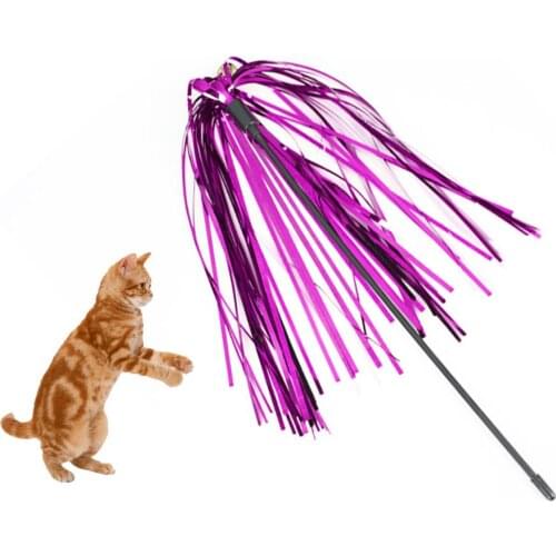 5pcs/lot Cat Toys Feather Wand Kitten Cat Teaser Turkey Feather Interactive Stick Toy Wire Chaser Wand Toy Random Color