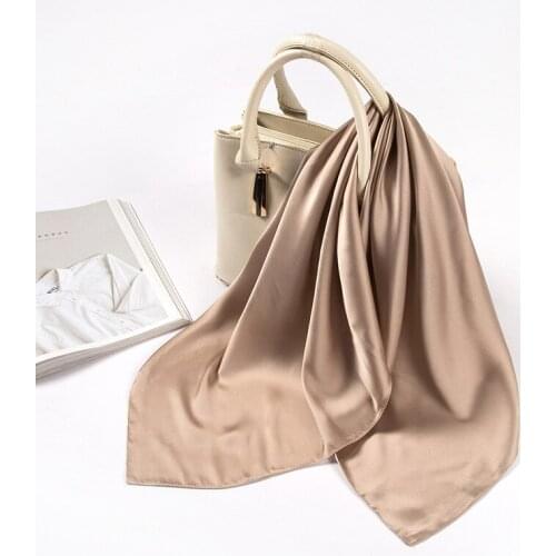 70 *70CM 2021 New Spring/summer Solid Color Small Square Scarf Female Retro Silk Scarf Simulation Silk Simple Professional Wild