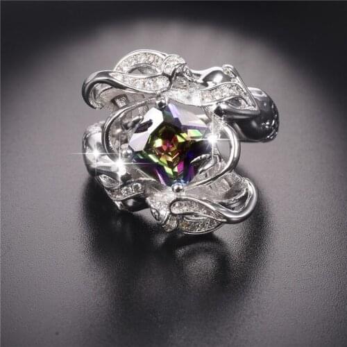 Promotion!!! Wedding Ring Jewelry Mermaid Ring Multi Birthstone 925 Sterling Silver for Women Size 5-10