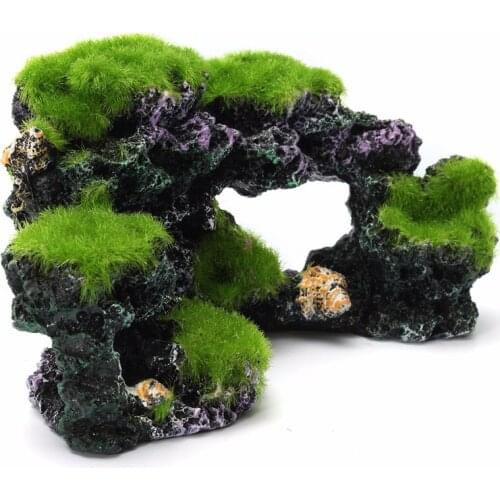 Resin Fish Tank Cave Moss Bridge Decor Aquarium Rockery Mountain View Coral Reef Rock Landscape Underwater Ornament