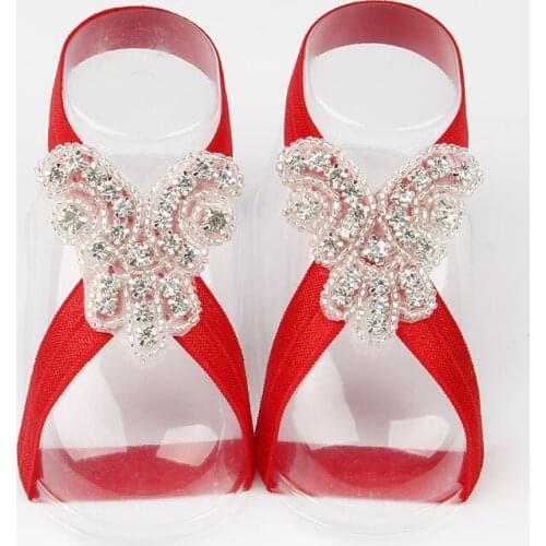 Free shipping baby girls crystal flower barefoot sandals kids floral foot jewelry christening gift baptism gift child wear