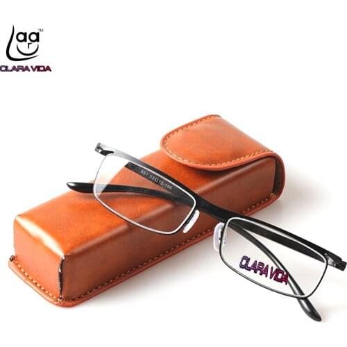 = Clara Vida = Eyebrow Business Men Reading Glasses Exquisite Hinge High-Quality Eyeglasses With Case +1 +1.5 +2 +2.5 +3 +3.5 +4