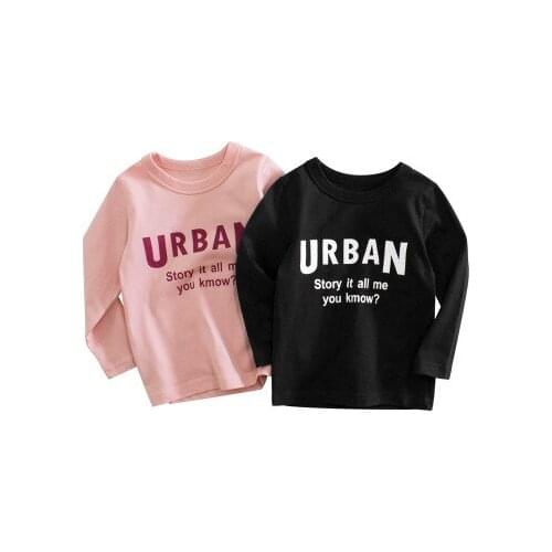 Korean Childrens Letter Print T Shirt 2021 Spring Autumn New Baby Boys Girls Cotton Casual T Shirt Kids Long Sleeve Pullovers
