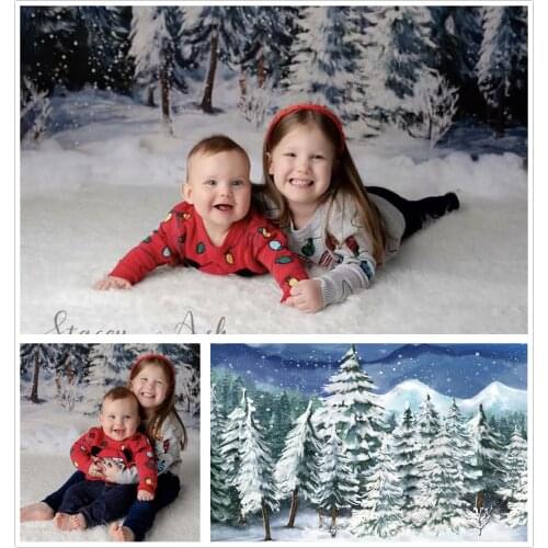 Christmas Photography Background Winter Xmas Forest Newborn Kids Baby Shower Cake Smash Birthday Decor Printed Photo Backdrops