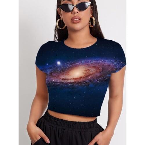 3d Tshirt Galaxy T shirt Women Nebula Tshirts Casual Universe T-shirts 3d Sky Tshirt Printed Womens Clothing T shirts Fashion