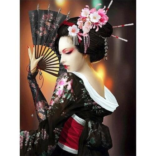 GLymg Embroidery Handicrafts 5D DIY Diamond Painting Japanese Woman Embroidery Cross Stitch Gift Home Decor Gift Wall Arts Decor