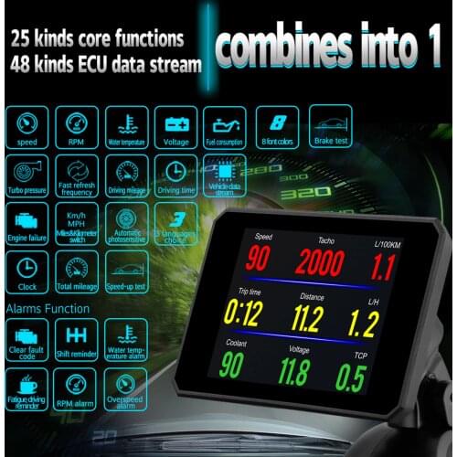 Head up Display OBD Smart HUD Auto Digital Meter OBD2 Port Warning Windshield Alarm System Car Warning Alarm Data Diagnostic