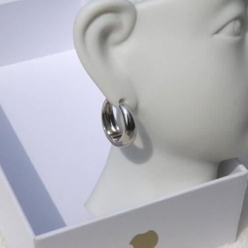 Pretty New White 14 k Solid Gold Filled Smooth & Shiny Round 20*6mm Hoop Earrings Classics