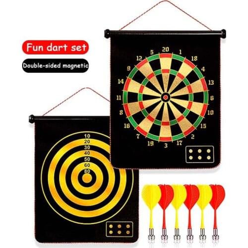 15 /17 Inches Magnetic Dart Board Set Double Sided Flocking Drop Dartboards Target Plate Kids Indoor Safety Game Toys