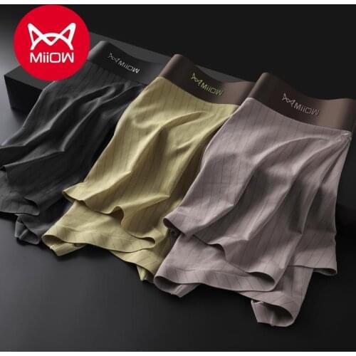 MiiOW Mens Underwear Ice Silk Mens Underwear Boxer Briefs Breathable, Antibacterial Seamless Modal Boxer Briefs Mens Pants