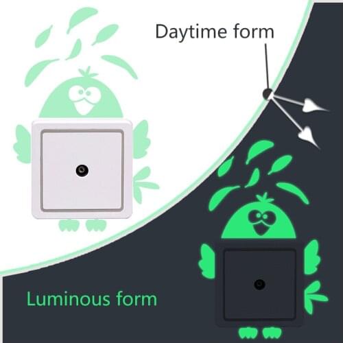 Cute Feather Bird Luminous Switch Sticker Living Room Bedroom Glow In The Dark Decoration Home Decals Fluorescent Wall Stickers
