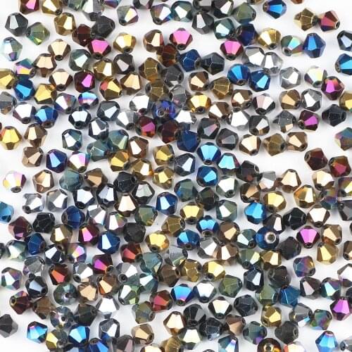 MKTREG Multicolor 50Pcs/lot DIY Perles 6mm Double Bicone Austria Crystal Glass Spacer Loose Beads for Jewelry Making Handiwork