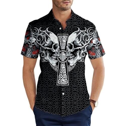Fashion short sleeve shirt Nordic tree life Viking Hawaiian shirt printed in 3D casual artificial shirt