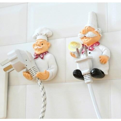 Cartoon Power Cord Storage Hanger Chef Plug Hook Strong Plug Finishing Bracket Home Storage