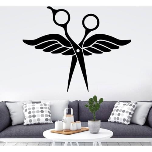 Hair Salon Wall Decal Beauty Salon Scissor Sticker Barber Shop Vinyl Wall Decals Decor Mural Hairdresser Glass Window Sticker