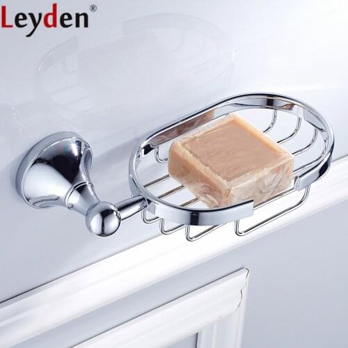 Leyden Chrome Brass Wall Mounted Silver Soap Basket Holder Modern Wall Soap Dish Holder Kitchen Bathroom Accessories