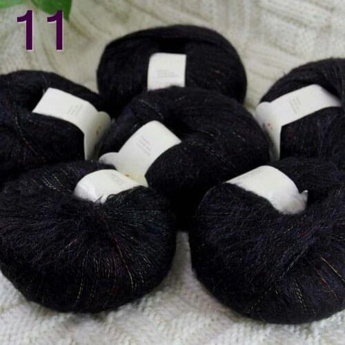 NEW Luxurious Soft 6balls*50g Crocheting & Knitting MOHAIR wool hand Yarn Knitting 11 Rainbow Black