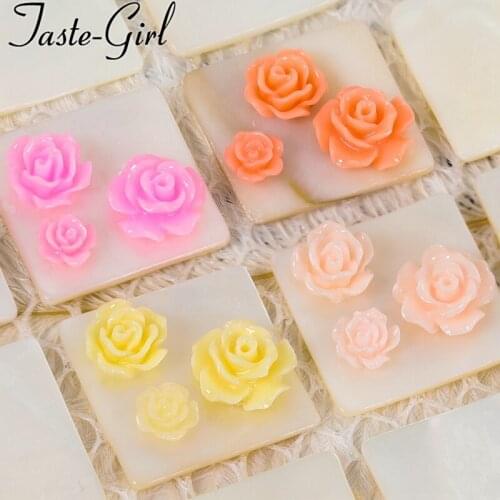 New arrival 50PCS 8MM 3d resin rose flowers nails accesorios nail supplies for professionals nail art decorations charms