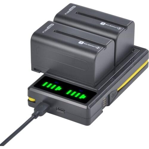 NP-F750 NP-F770 Battery and USB Charger for Sony NP-F970 NP-F960 NP-F550 NP-F570 NP-QM91D NP-QM71D Camcorder and LED Lights