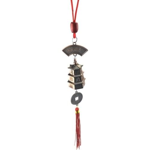Feng Shui 5 Element Pagoda Bronze Color Windchimes +Free Fengshuisale Red String Bracelet W3045